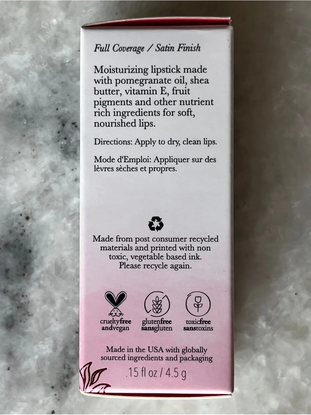 100% Pure Pomegranate Oil Moisture Lipstick in Black Rose